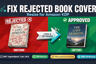 fix rejected book cover and resize book cover and amazon kdp book formatting