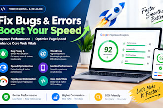 fix website bugs, speed issues and improve google pagespeed score