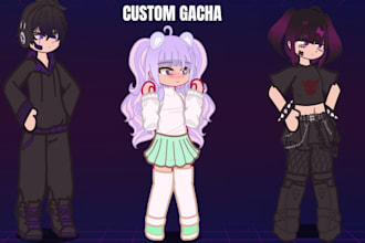design gacha club or nebula characters, reaction videos, and thumbnails