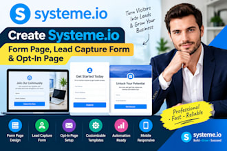 create systeme io form page, lead capture form and opt in page