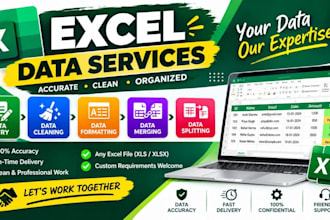 clean, format, merge, split excel data and data entry