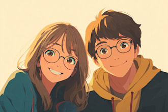 draw cool anime couple for you