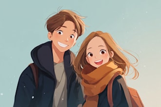 do anime couple illustration for you