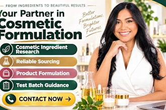 cosmetic ingredient research, sourcing, product formulation, test batch guidance