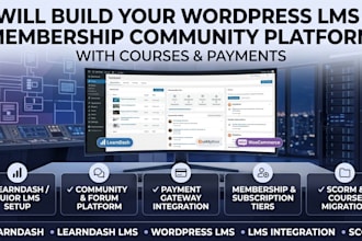 build wordpress lms membership community platform with courses and payments
