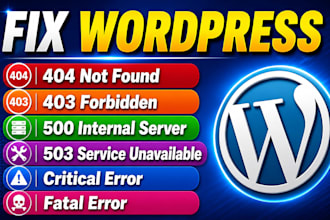 fix wordpress critical errors, 404, 500, 502, 503, 504