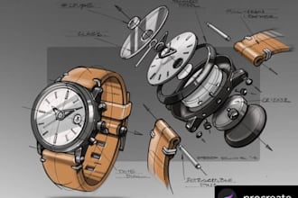 create professional 3d watch product design, realistic rendering, and cad models