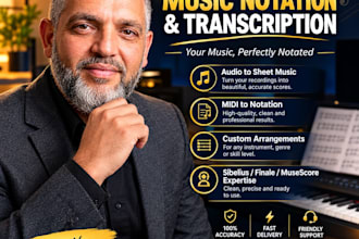 do flawless professional music transcription piano, midi  and orchestral scores