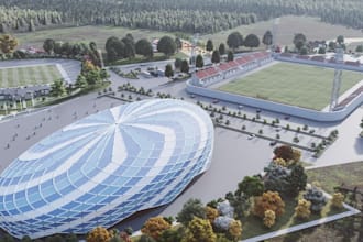 renew sport arena, sport lounge, training ground design, football field render