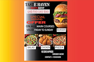 design restaurant flyer, food menu, poster and banner