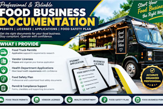 prepare food truck permits, health department applications, and food safety plan