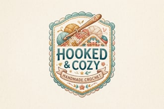 design a creative and charming crochet logo for your brand