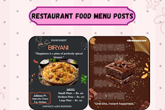 design restaurant  food menu and social media posters