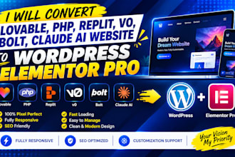 convert lovable php replit v0 bolt claude ai website to wordpress elementor pro