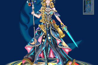 draw fantasy character design and illustator