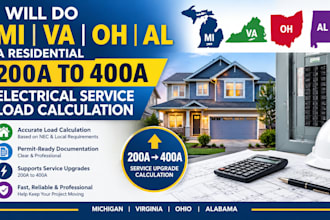 do mi VA oh al a residential 200a to 400a electrical service load calculation