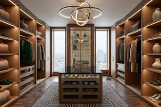 design 3d walk in closet, wardrobe, interior ikea pax closet with 3d rendering