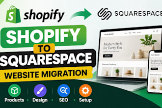 migrate shopify website to squarespace store with SEO opt