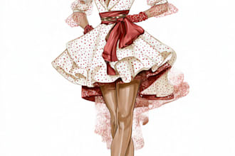 create custom fashion illustrations, clothing sketches