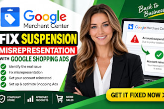 fix google merchant centre suspension and misrepresentation with shopping ads