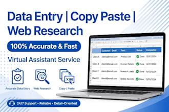 do accurate data entry, web research and virtual assistant work