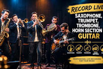 record live saxophone, trumpet, trombone, horn section, guitar