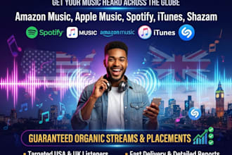 do USA UK amazon music promotion apple music promotion itunes spotify shazam