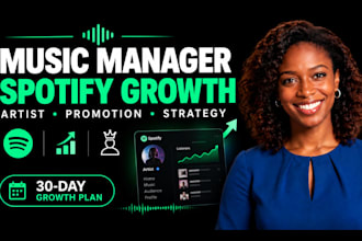 be your music manager for spotify growth,  artist growth and tiktok promotion