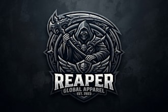 design a dark and powerful reaper logo for your brand