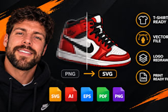 convert png to svg for t shirt, image to vector, logo redraw, print ready files