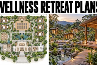 create wellness retreat floor plans hospitality architectural blueprint package