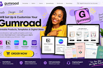 gumroad printable product template notion canva spreadsheet workbook store