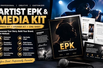 create and artist epk, media kit, press kit, speaker kit and one sheet