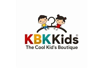 cute kids, baby store logo or children clothing brand
