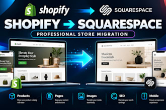 design migrate clone wix wordpress shopify  to squarespace website to shopify