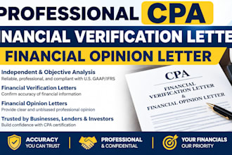 write professional CPA financial verification letter financial opinion letter