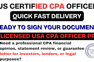 write professional CPA financial verification letter financial opinion letter