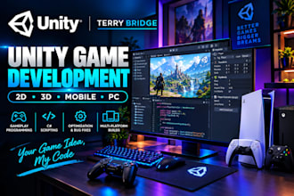 develop a unity 2d, 3d game with custom gameplay mechanics