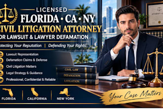 licensed florida ca ny civil litigation attoney for lawsuit lawyer defamention