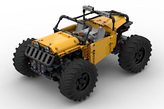 create 3d lego technic moc model,lego car design with partlist and instruction