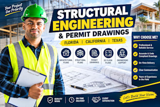 do structural engineering and permit drawings for florida, california, texas USA