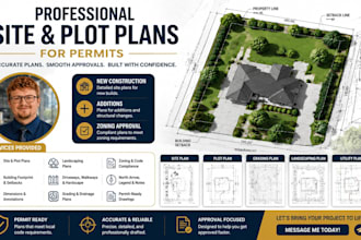 draw site plan plot plan permit drawings zoning approval site layout