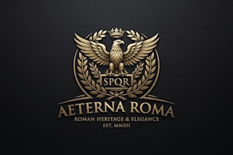 design a powerful and elegant roman logo for your brand