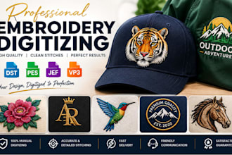 manually digitize your image for embroidery digitizing logo to dst, pes, jef vp3