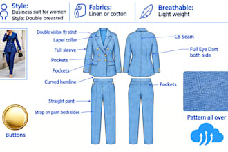 create fashion apparel, clothing tech pack, technical sketch
