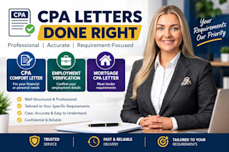 write CPA comfort letter, employment verification and mortgage CPA letter