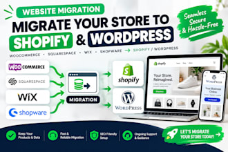 migrate woocommerce squarespace wix shopware to shopify wordpress