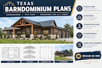 texas barndominium plans, barndominium, pole barn,renderings for city permits
