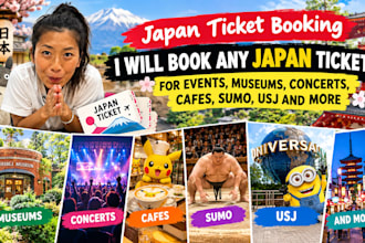 book any japan tickets for events, museums, concerts, cafes, sumo, usj and more