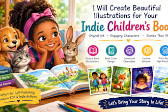 draw custom indie children book illustrations and cover